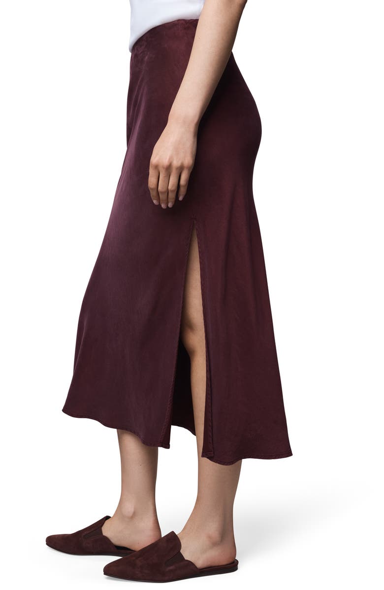 Splendid Serena Side Slit Satin Midi Skirt, Alternate, color, Rosewood Pink