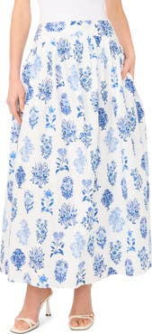 Parker Floral Cotton Blend Maxi Skirt