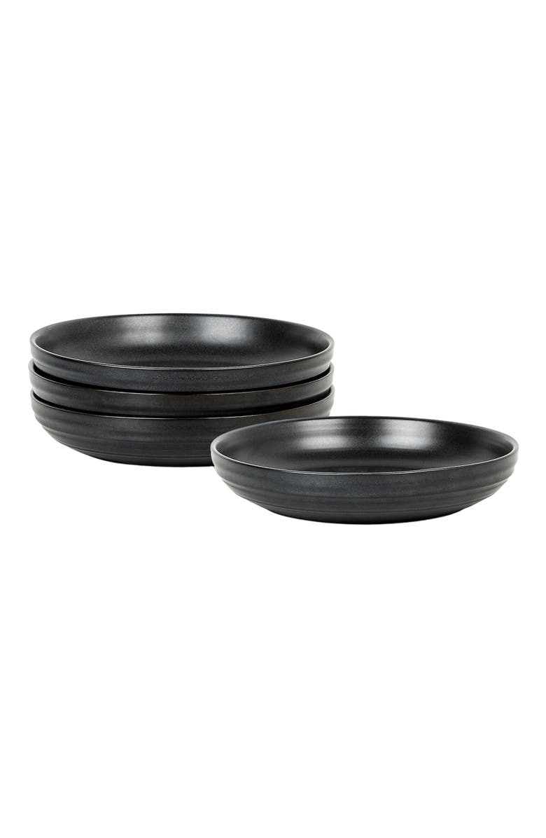 Stone Lain Elio Stoneware 4-Piece Pasta Bowl Set, Main, color, Black