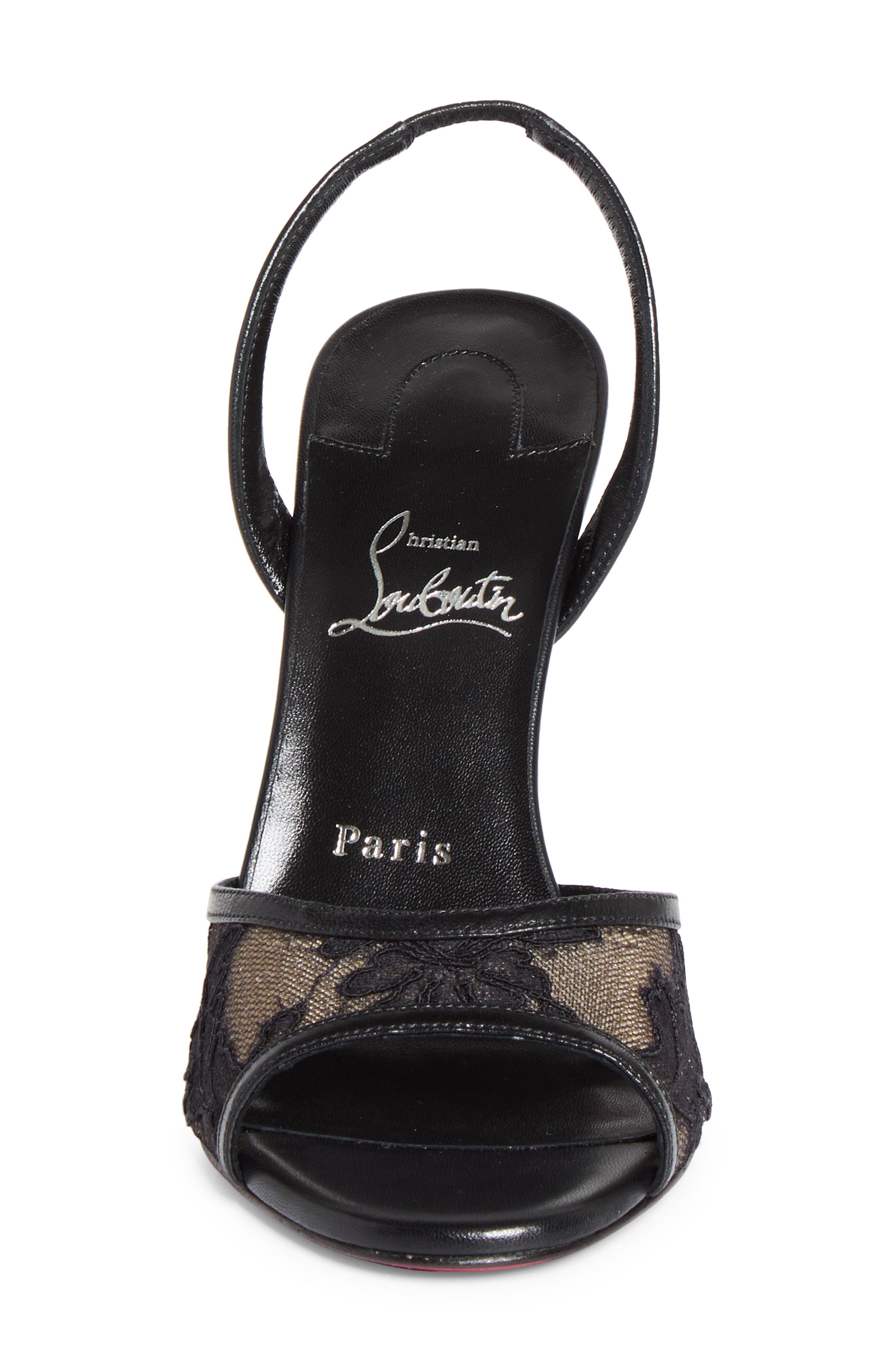 Miss Z Lace Slingback Sandal, Alternate, color, BLACK/ BLACK