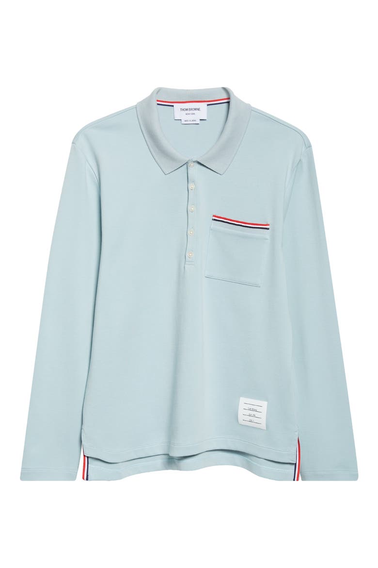 Cotton Jersey Pocket Long Sleeve Polo, Alternate, color, LIGHT BLUE