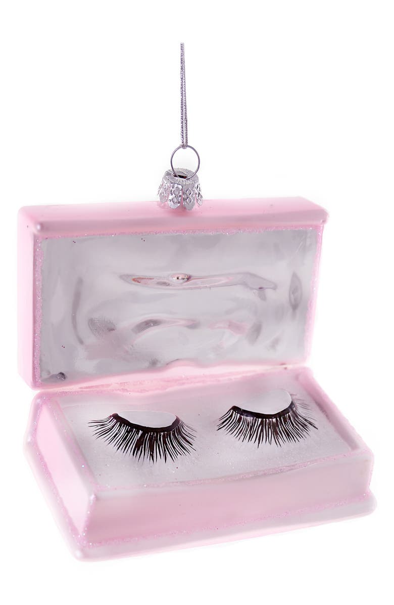 Cody Foster & Co. Fake Eyelashes Glass Ornament, Main, color, Pink Multi