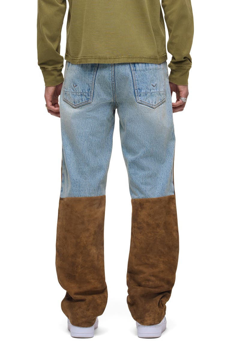 Relaxed Fit Denim & Suede Work Pants, Alternate, color, MONROE