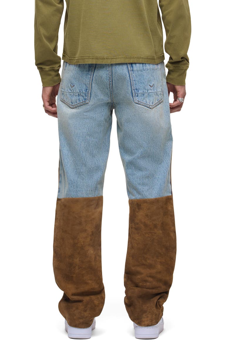 Hudson Jeans Relaxed Fit Denim & Suede Work Pants, Alternate, color, Monroe