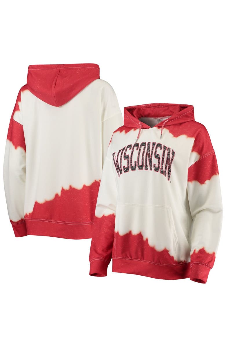 GAMEDAY COUTURE Women's Gameday Couture White/Red Wisconsin Badgers For the Fun Double Dip-Dyed Pullover Hoodie, Main, color, White