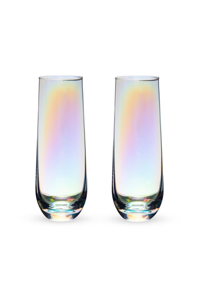 Luster Stemless Champagne Flutes Set of 2, Alternate, color, Multicolor