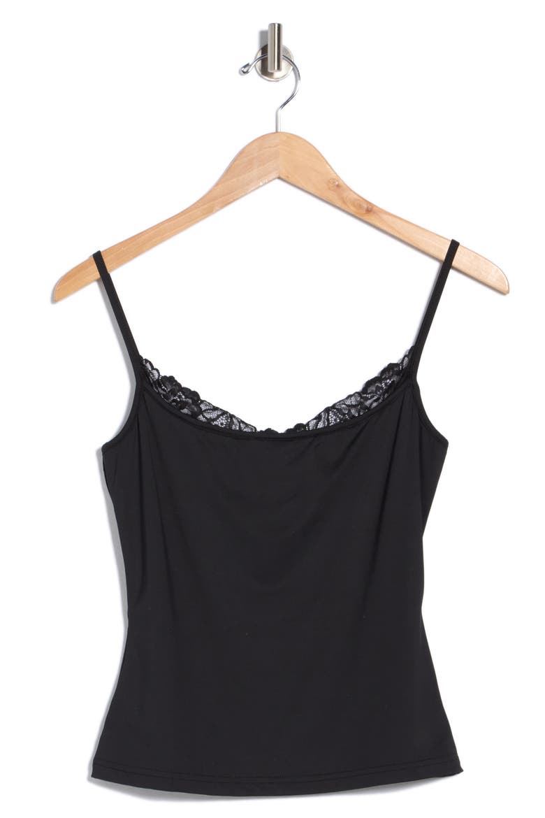 Lace Trim Camisole, Main, color, BLACK