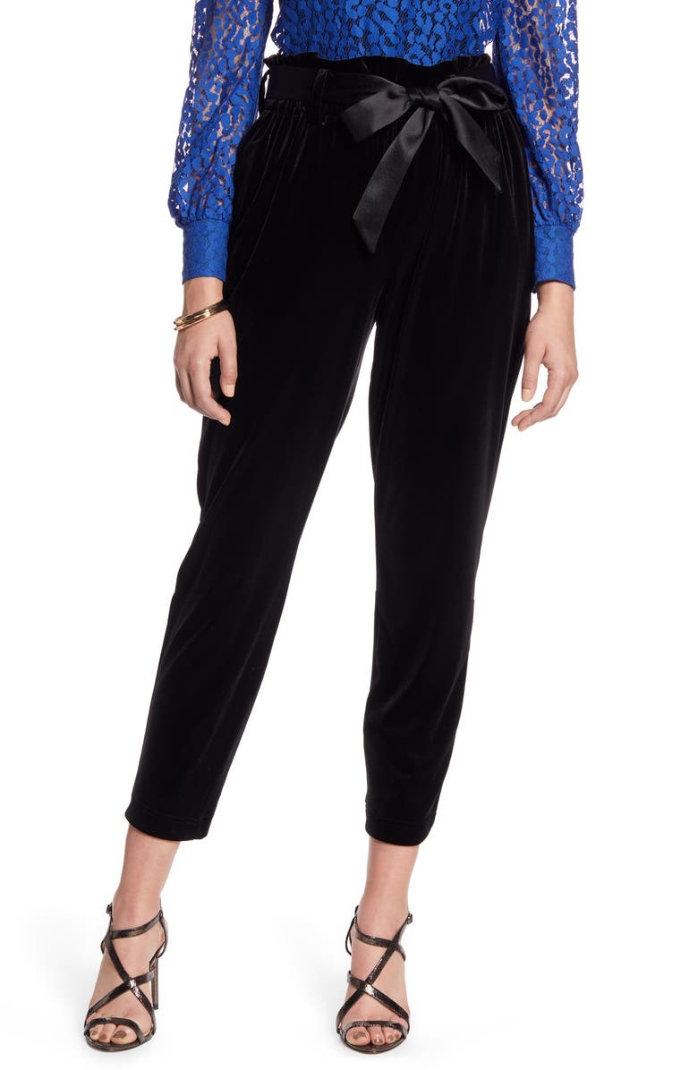 Halogen<sup>®</sup> Paperbag Waist Velour Ankle Pants, Main, color, 
