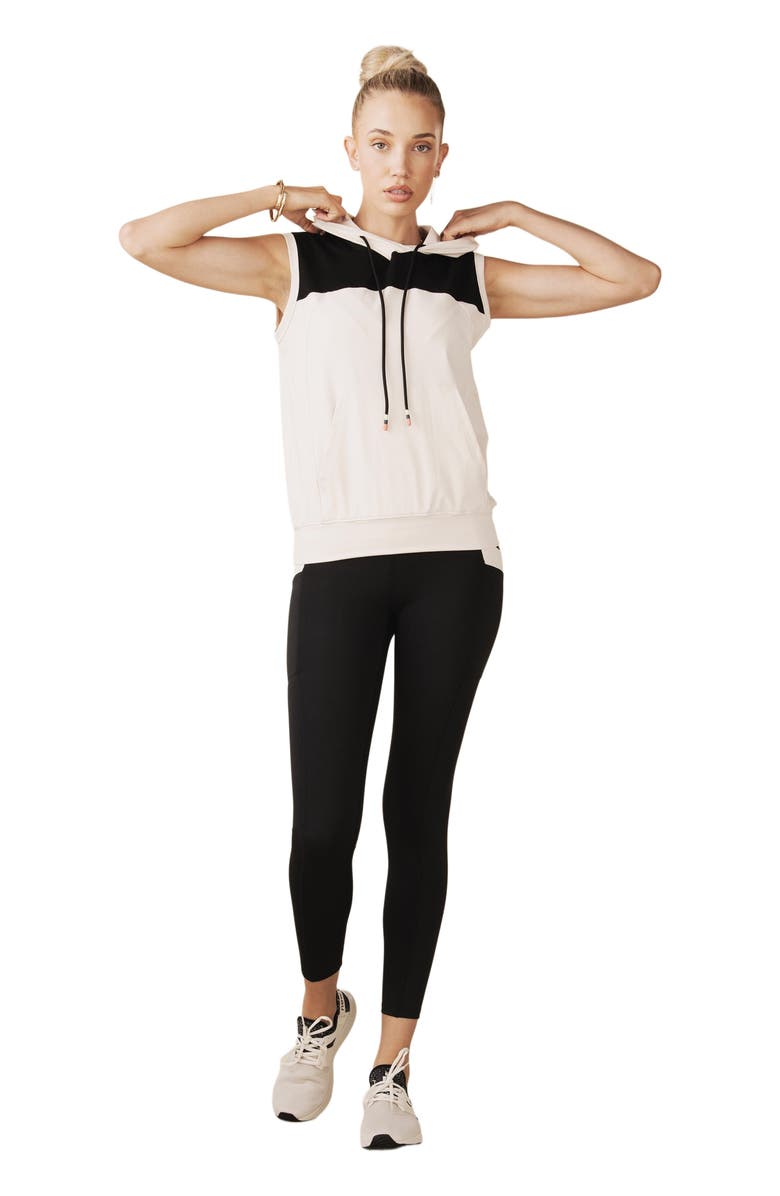 Losano Sleeveless Warm Up Hoodie, Main, color, Black / Dune