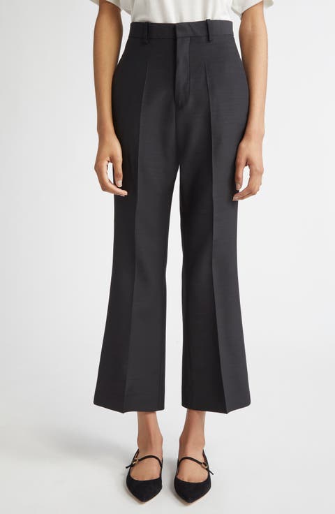 Credo Crop Ruffle Split Hem Wool Trousers