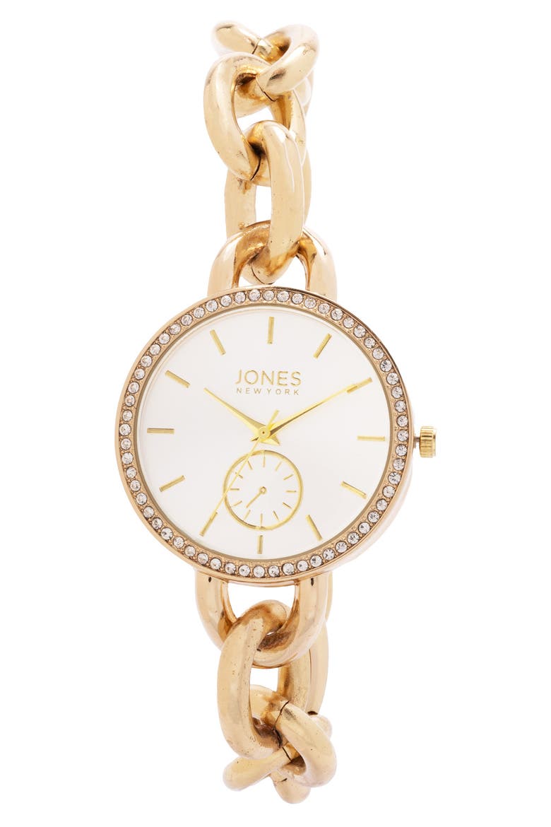 Three-Hand Quartz Bracelet Watch & Chain Link Bracelet Set, 36mm, Alternate, color, GOLD