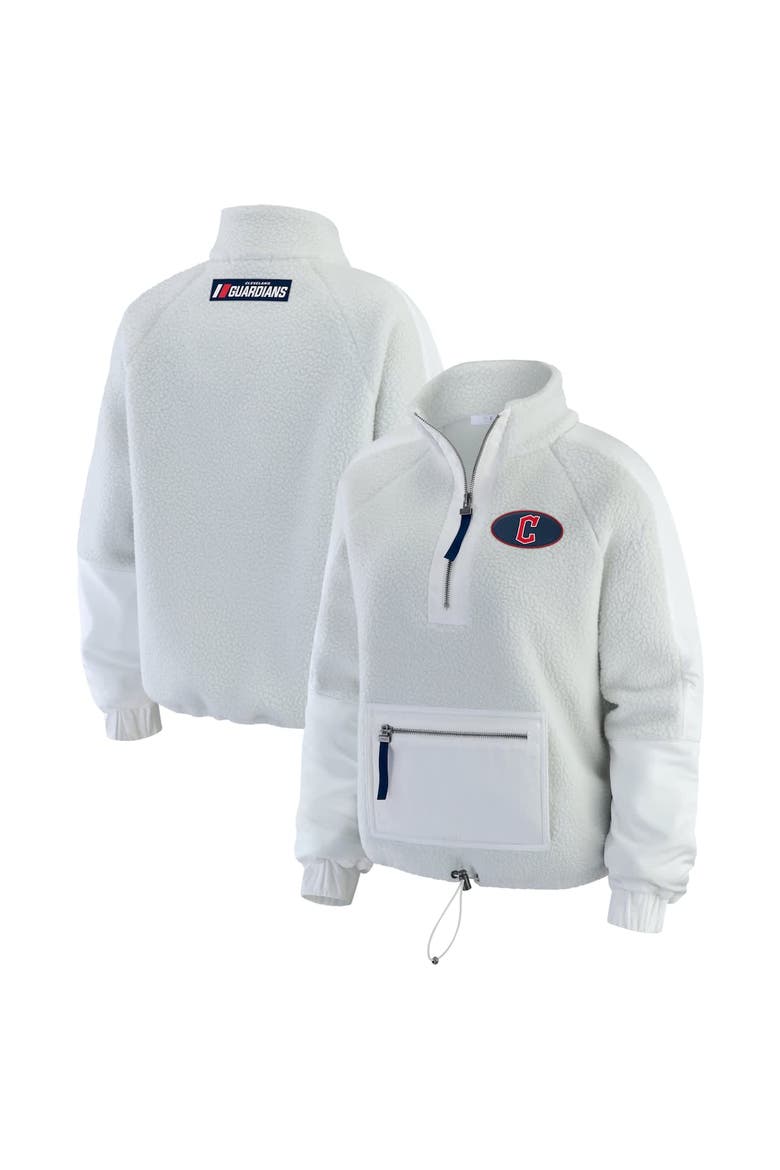 Women's WEAR by Erin Andrews Gray Cleveland Guardians Polar Fleece Quarter-Zip Jacket, Alternate, color, Gray