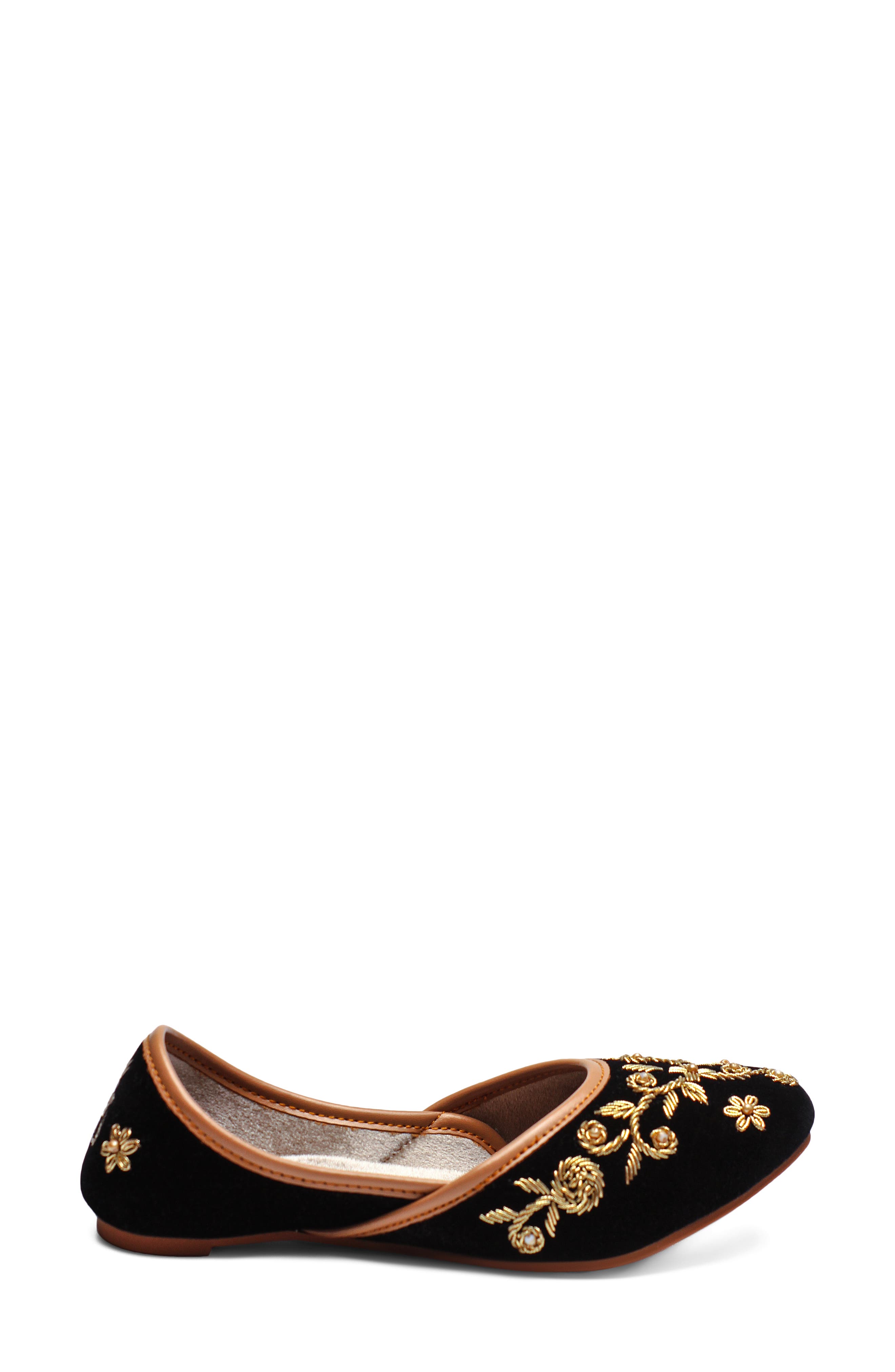 FUCHSIA Marina Embroidered Jutti Flat, Alternate, color, Black