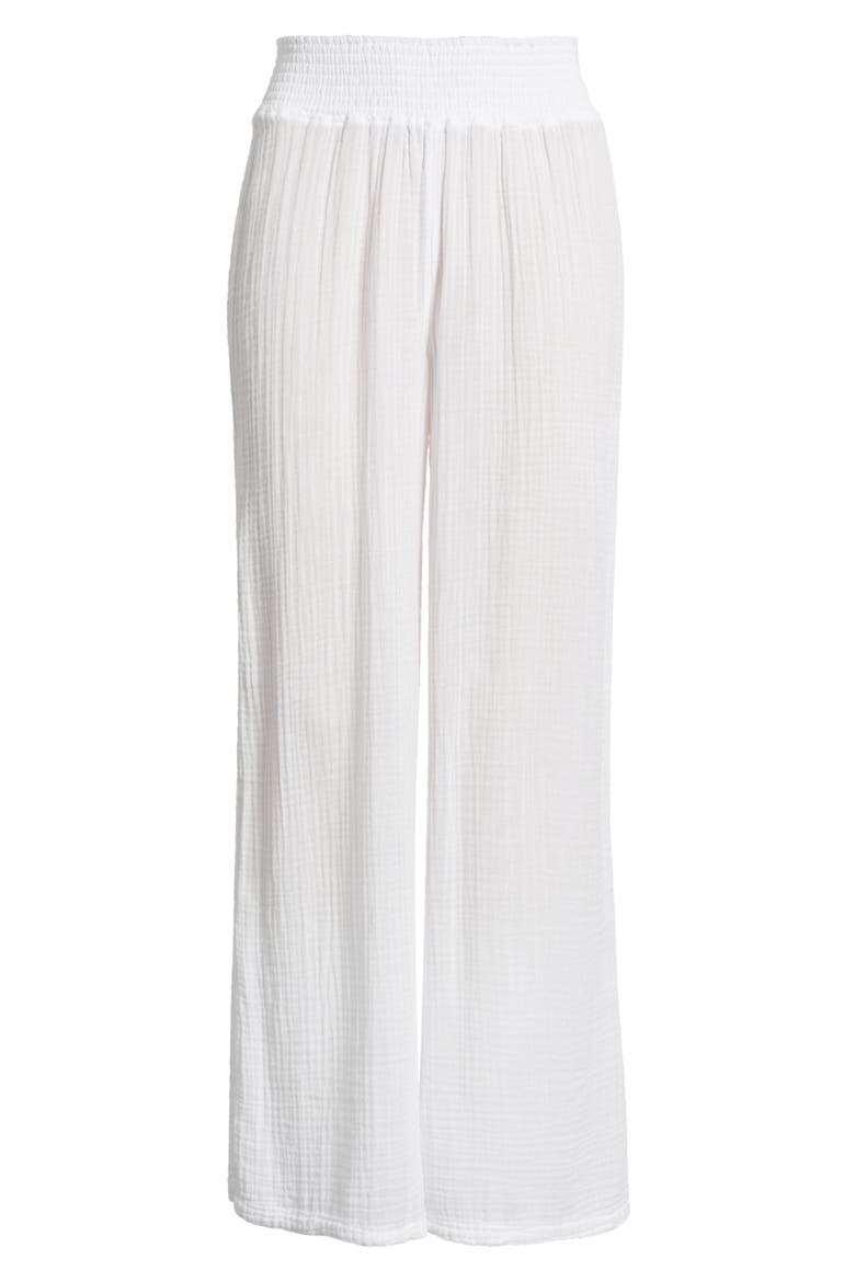 Smocked Wide Leg Pants, Alternate, color, WHITE