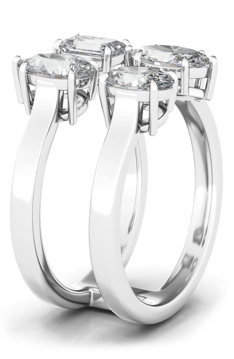 HauteCarat Fancy 4-Stone Lab Created Diamond Ring, Alternate, color, 18K White Gold