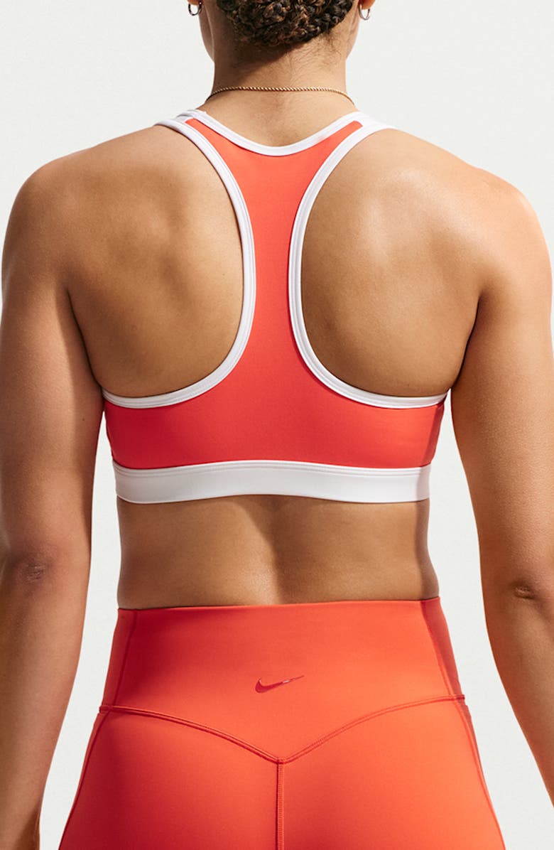 Nike Swoosh Dri-FIT Sports Bra, Alternate, color, Light Crimson/ White