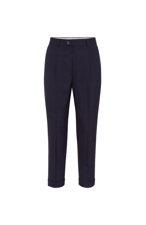 Brunello Cucinelli Tapered-leg Wool Trousers In Blue