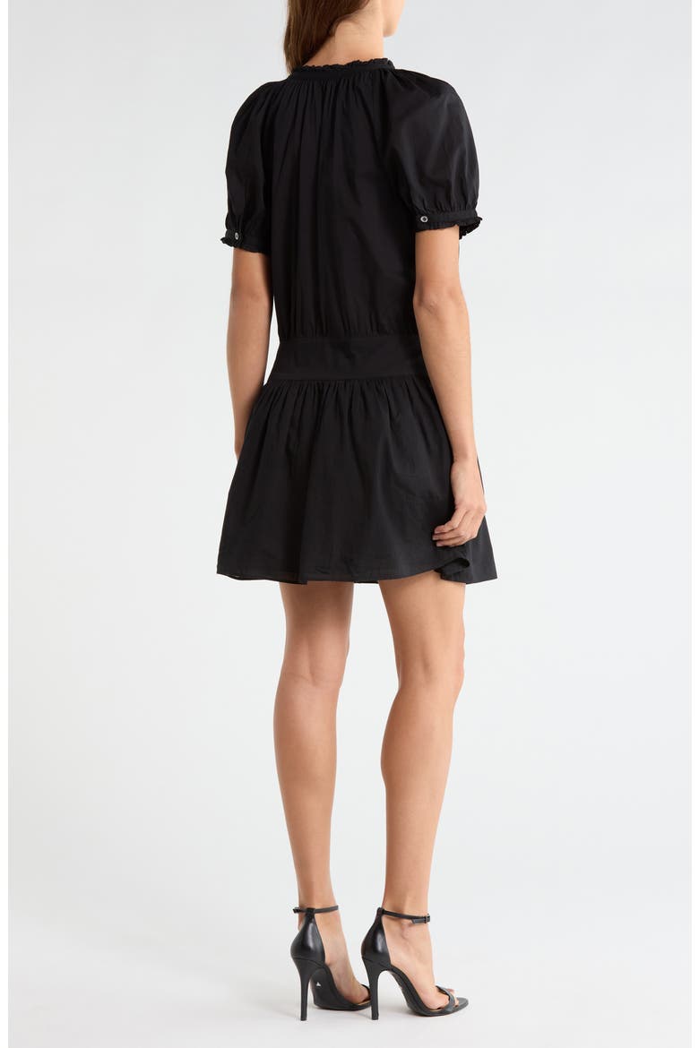 Nisha Puff Sleeve Minidress, Alternate, color, BLACK