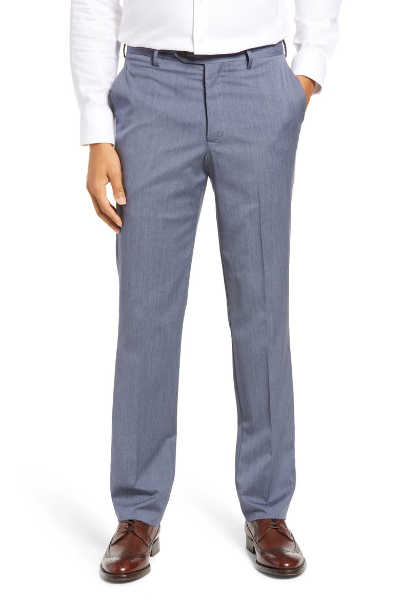 Flat Front Wool Dress Pants, Main, color, CHAR-BLUE