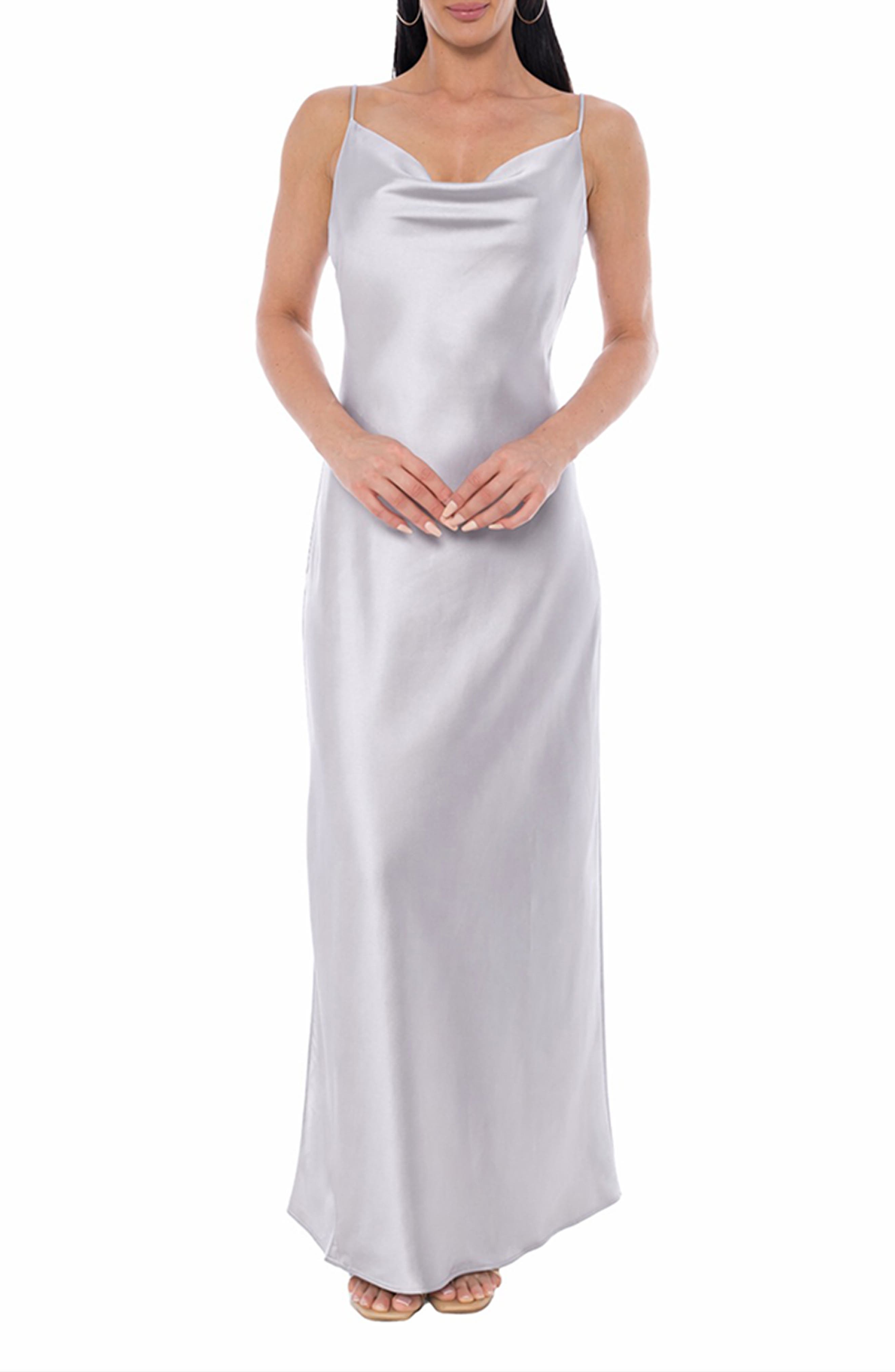 Sleeveless Cowl Neck Satin Maxi Dress - image 3