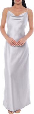 Marina Sleeveless Cowl Neck Satin Maxi Dress