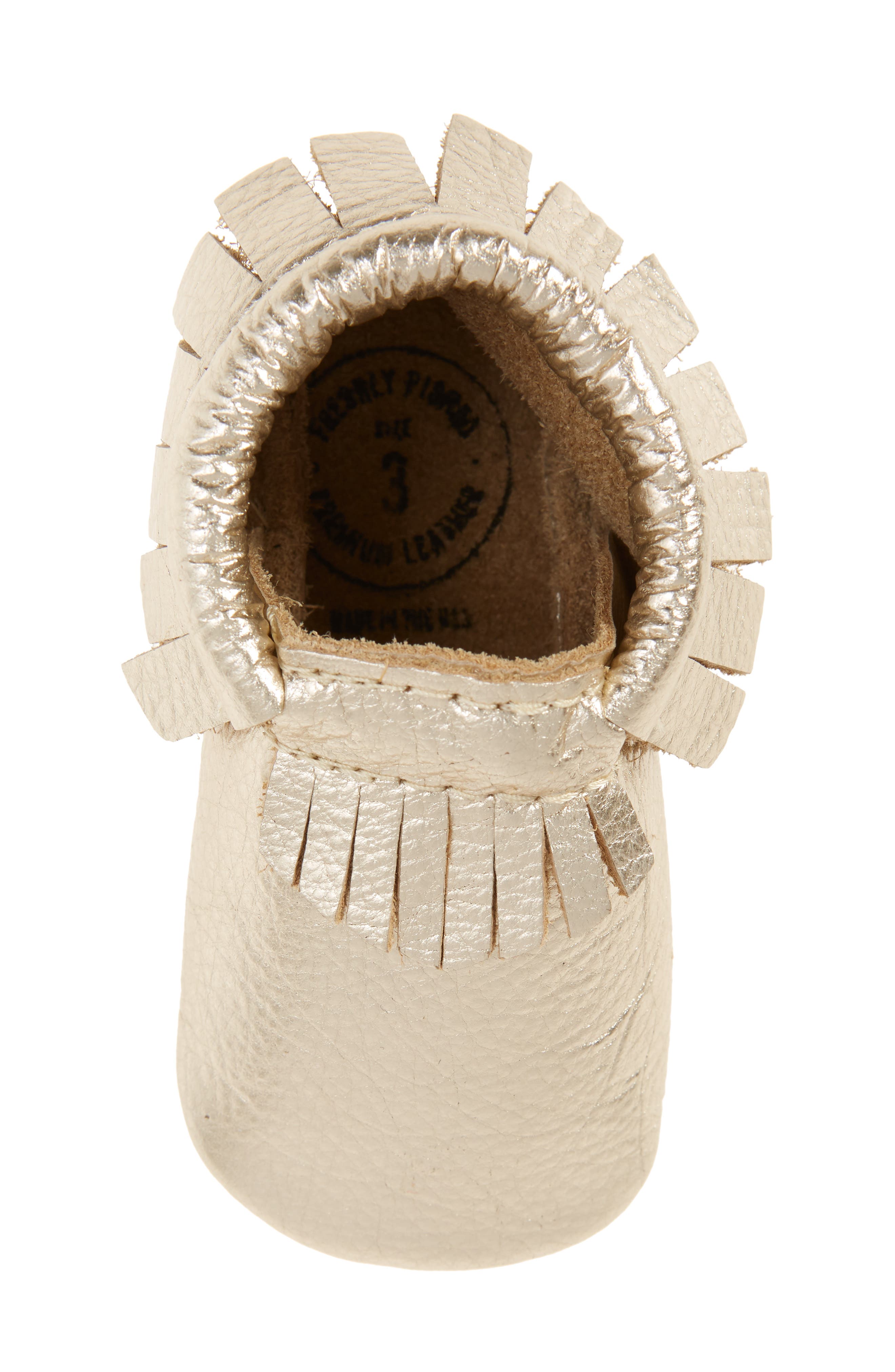 Metallic Fringe Moccasin, Alternate, color, PLATINUM