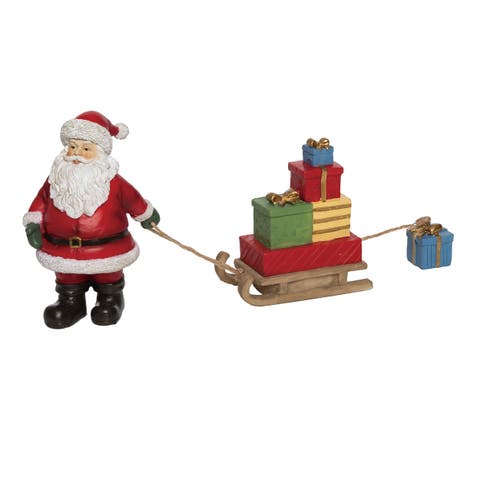 Resin Multicolored Christmas Santa and Sleigh Decor