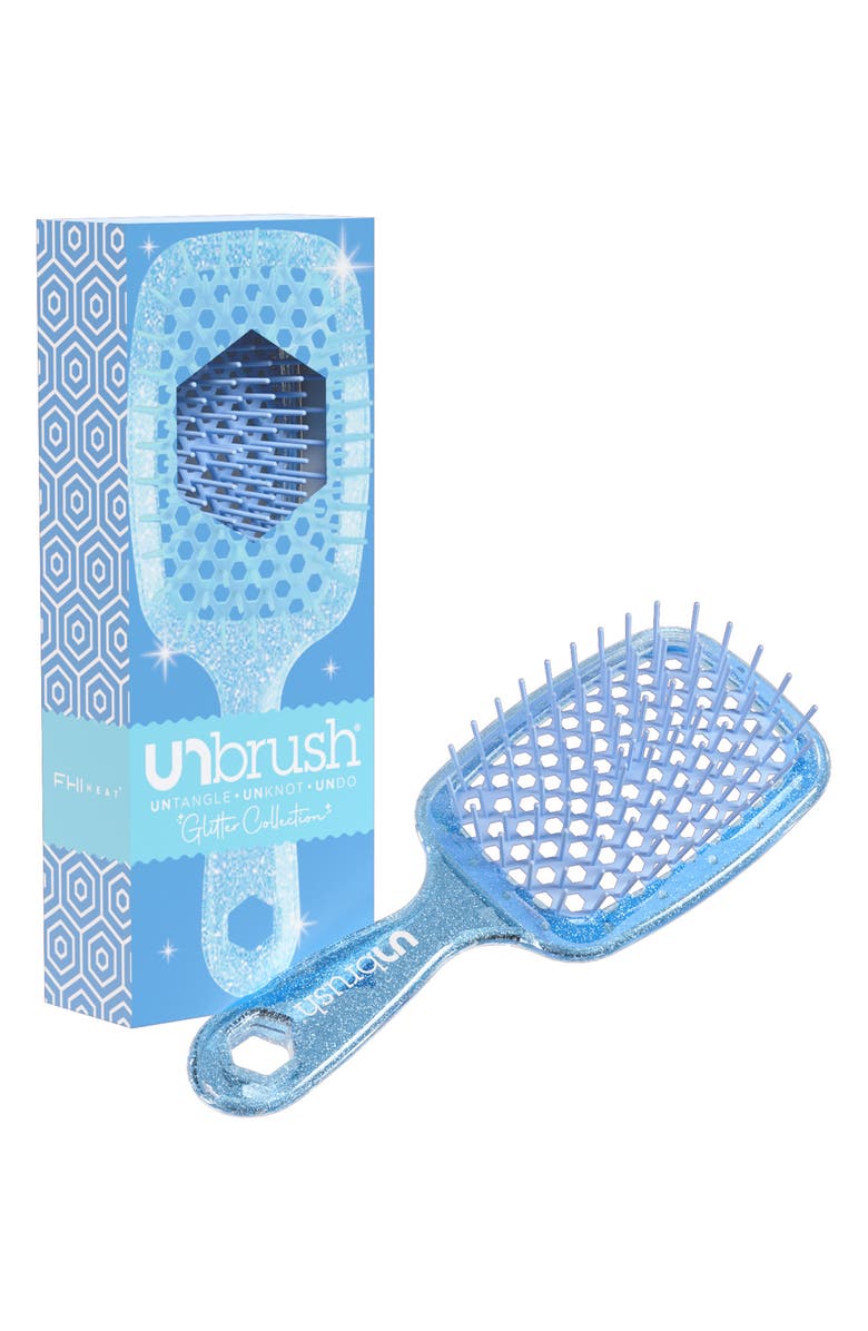 UNbrush Detangling Hair Brush Pastel Collection, Alternate, color, Glitter/ Sapphire Blue