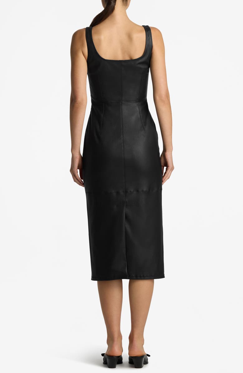 St. John Collection Sleeveless Stretch Leather Dress, Alternate, color, 