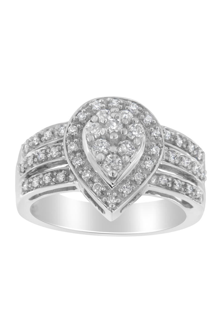 10K White Gold 1/2 Ctw Diamond Cocktail Teardrop Ring, Alternate, color, White Gold