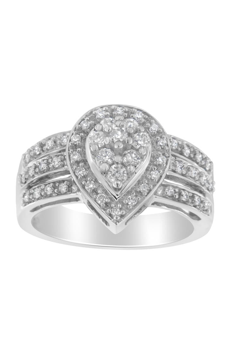 Haus of Brilliance 10K White Gold 1/2 Cttw Diamond Cocktail Teardrop Ring, Alternate, color, White Gold