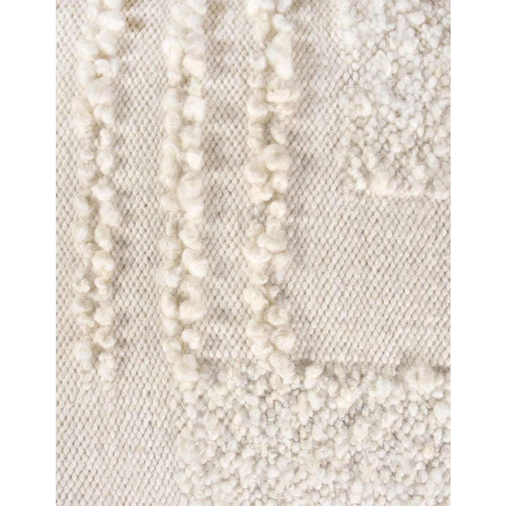 Anaya Boucle Patchwork Handwoven Pillow 14x40 With Down Alternative Insert In White