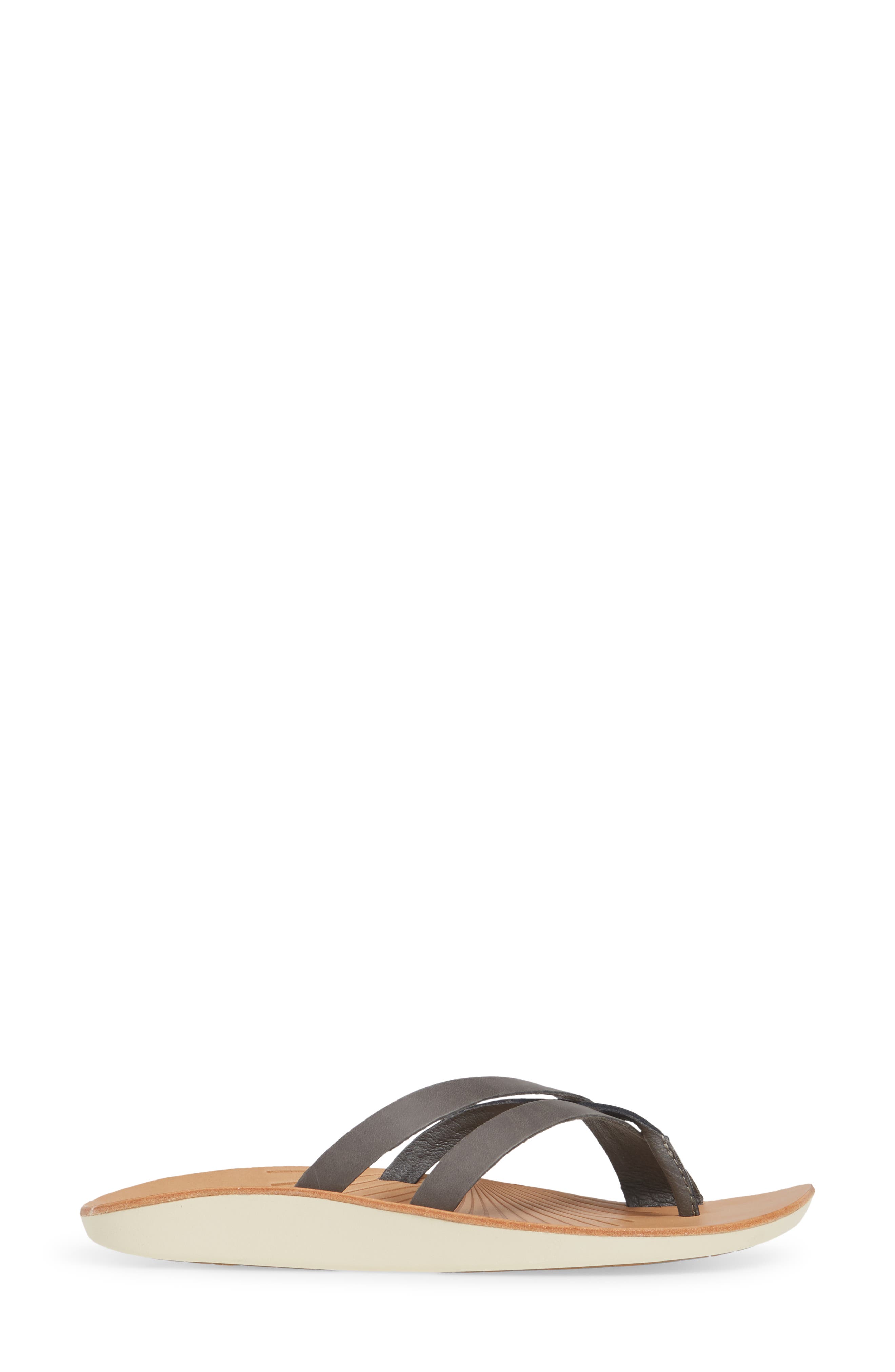 Kaha Flip Flop, Alternate, color, CHARCOAL LEATHER