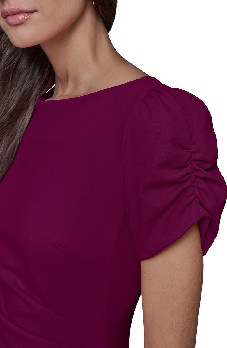 KARL LAGERFELD PARIS Short Sleeve Crepe Sheath Dress, Alternate, color, Wine