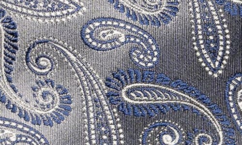 Eton Grey Paisley Silk Jacquard Tie In Gray