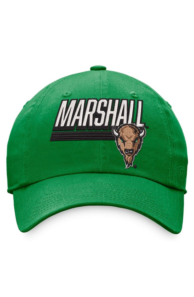 TOP OF THE WORLD Men's Top of the World Green Marshall Thundering Herd Slice Adjustable Hat, Alternate, color,
