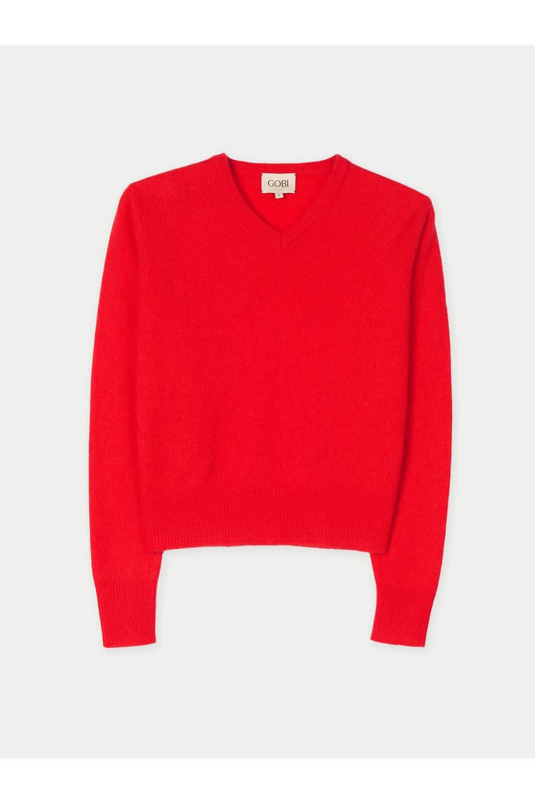 Dual-Collar Cashmere Sweater, Alternate, color, fiery red