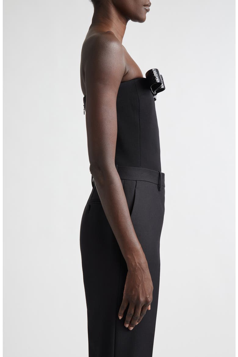 Wool Grain de Poudre Strapless Top, Alternate, color, BLACK