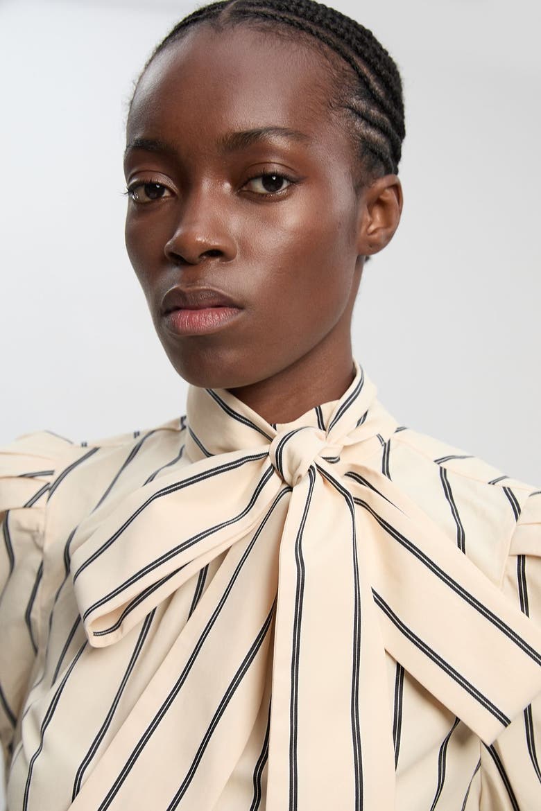 Stripe Pussy Bow Blouse, Alternate, color, Stripe