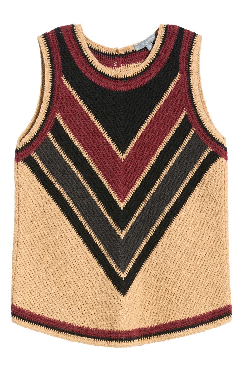 Wit & Wisdom Chevron Sleeveless Sweater, Alternate, color, Golden Beige/ Fired Brick