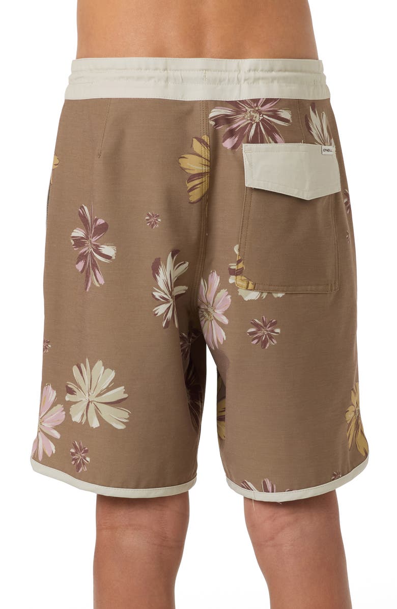 O'Neill Kids' Cruzer Stripe Scallop Board Shorts, Alternate, color, Dark Khaki