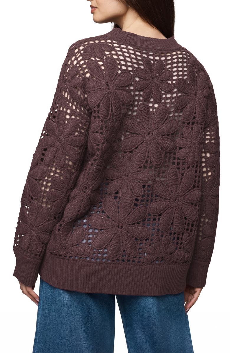 Splendid Magnolia Floral Open Stitch Sweater, Alternate, color, Washed Plum