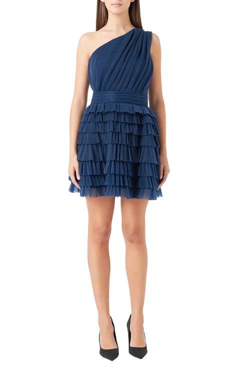 One-Shoulder Tiered Minidress
