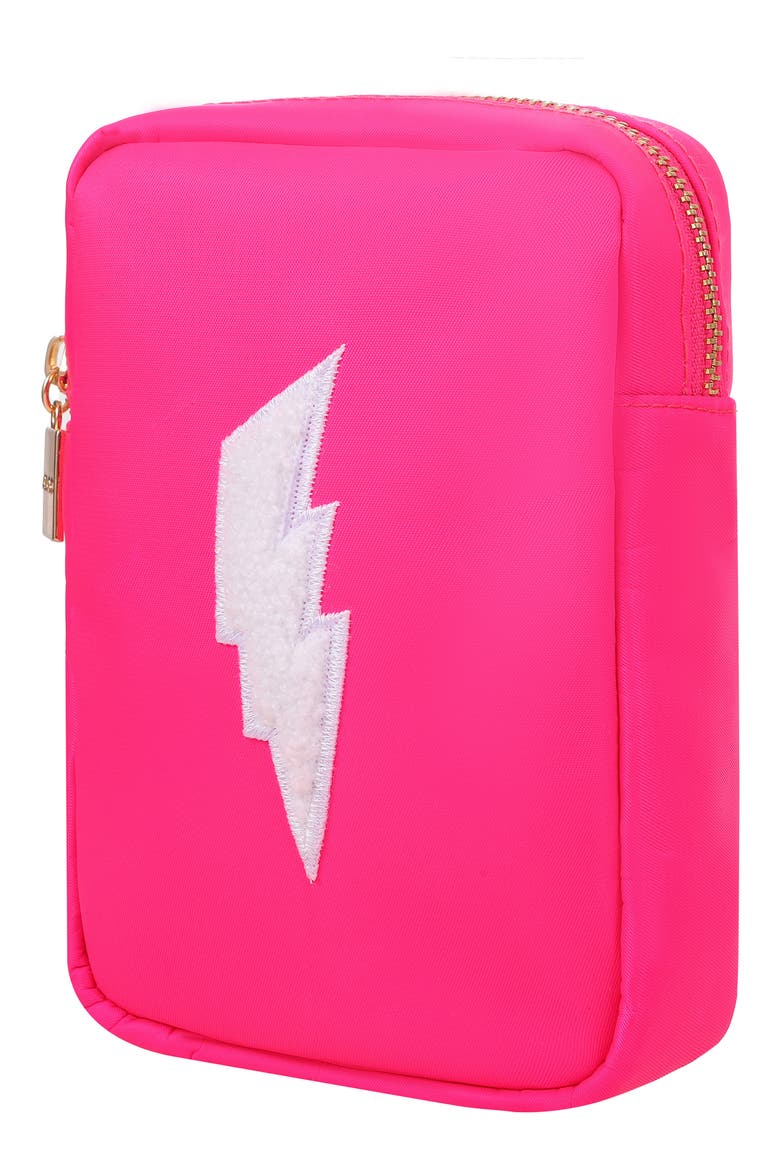 Mini Lightning Bolt Cosmetics Bag, Alternate, color, HOT PINK