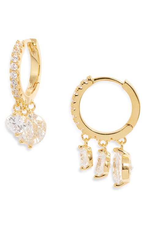 Cascading Cubic Zirconia Huggie Hoop Earrings