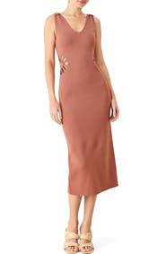 FREEMARKET Floral Cutout Sleeveless Midi Sweater Dress