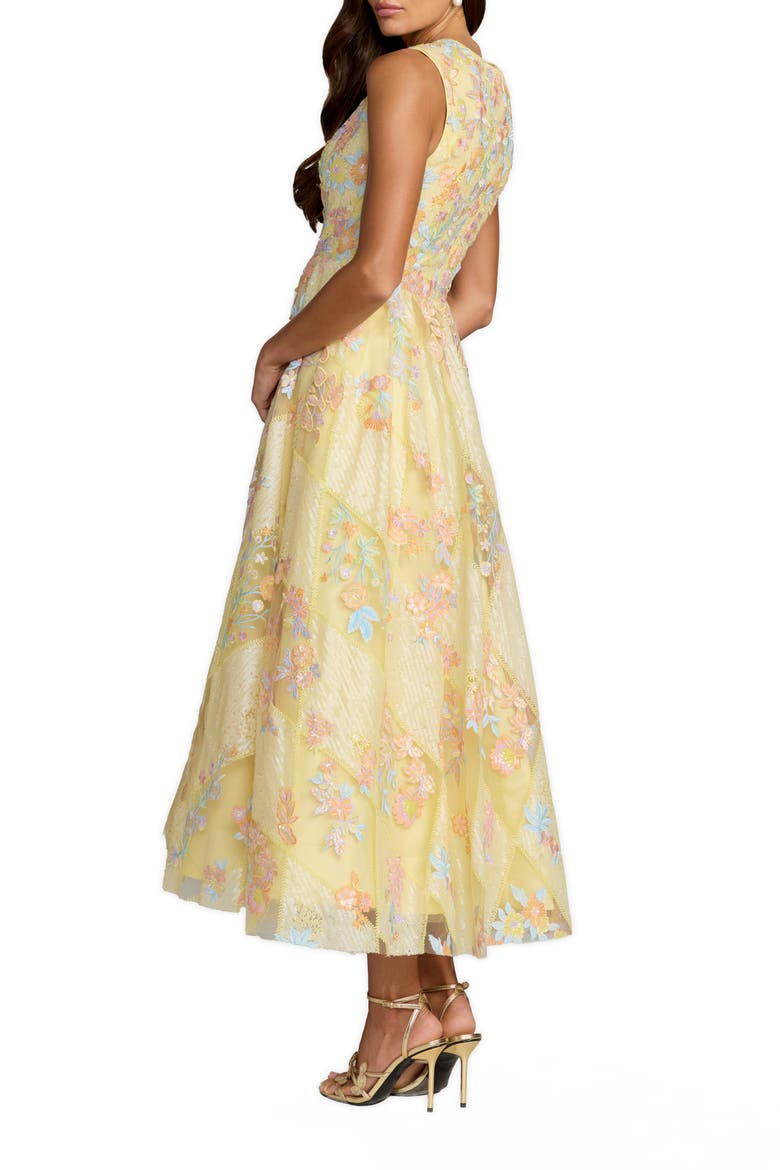 Floral Embroidered Sleeveless Tulle Midi Dress, Alternate, color, Yellow Multi