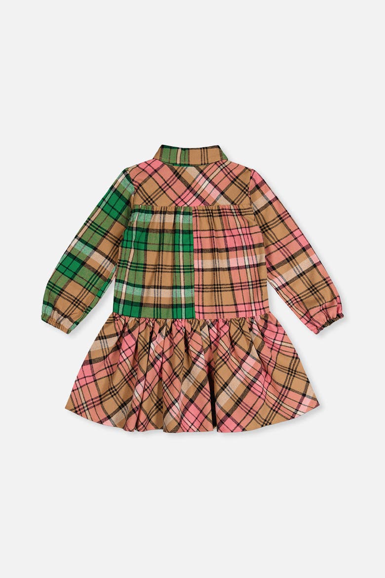 Plaid Button Front Chest Pocket Shirt Dress, Alternate, color, Plaid Pink and Green