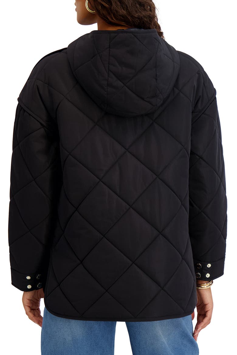 Water Repellent Diamond Quilted Jacket, Alternate, color, BLACK