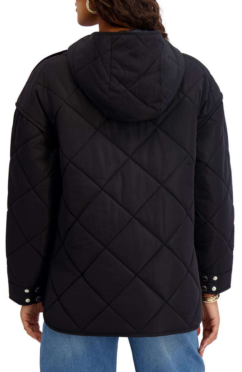 Kensie Water Repellent Diamond Quilted Jacket, Alternate, color, Black